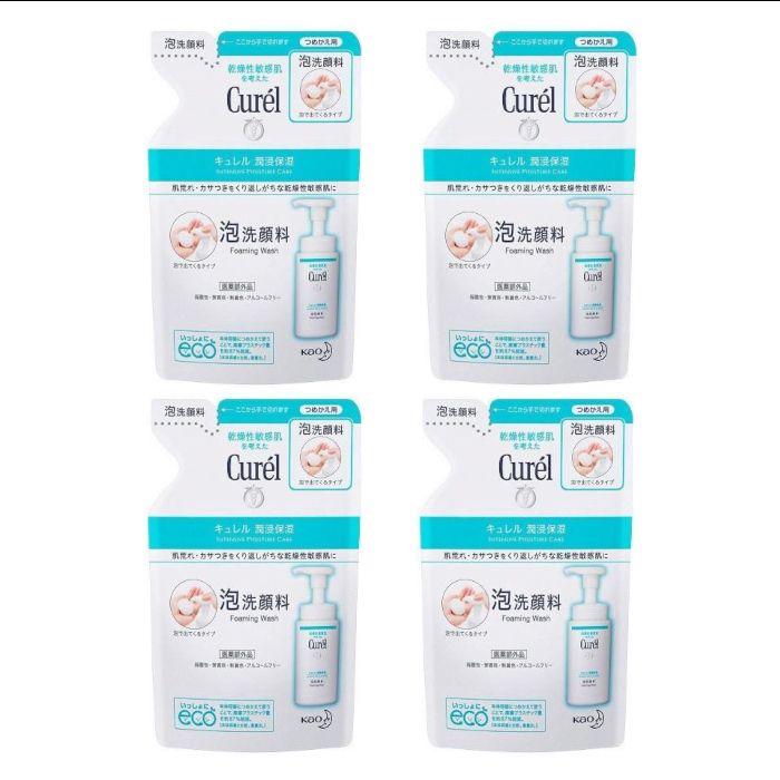 Kao Curel Intensive Moisture Care Foaming Wash - Refill 130ml 4pcs Set