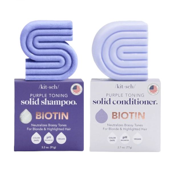 KITSCH Purple Toning Shampoo & Conditioner Combo for Color-Treated & Grey Hair - 91g+77g