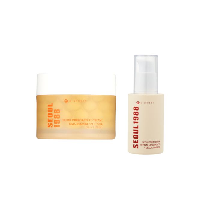 KSECRET SEOUL 1988 Capsule Cream : Niacinamide 5% + Yuja - 50ml (1ea) X Serum : Retinal Liposome 2% + Black Ginseng - 30ml (1ea) Set