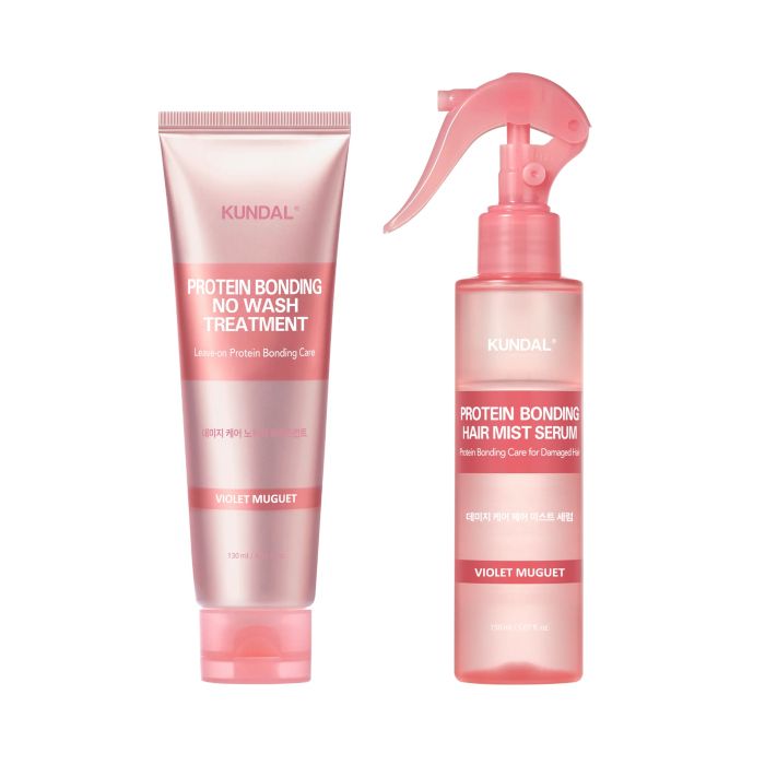 KUNDAL Protein Bonding Care No Wash Treatment 130ml + Hair Mist 130ml Set - Violet Muguet