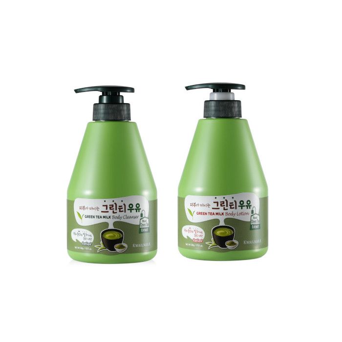 Kwailnara Green Tea Milk Body Cleanser + Body Lotion Set
