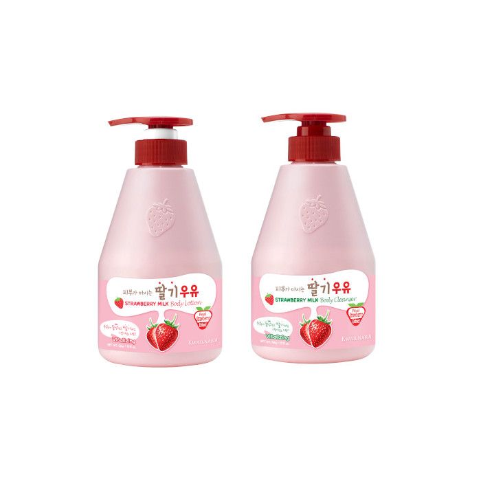 Kwailnara Strawberry Milk Body Cleanser + Body Lotion Set