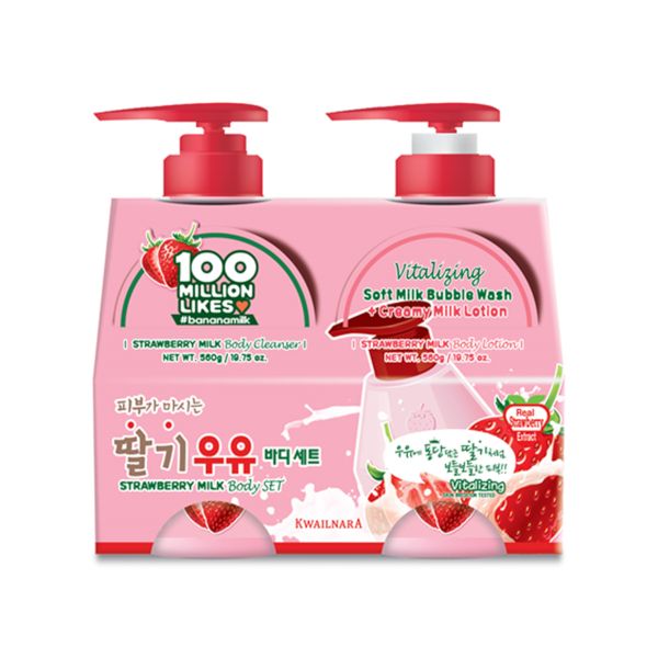 Kwailnara Strawberry Milk Body Cleanser & Lotion Set - 1set(2items)