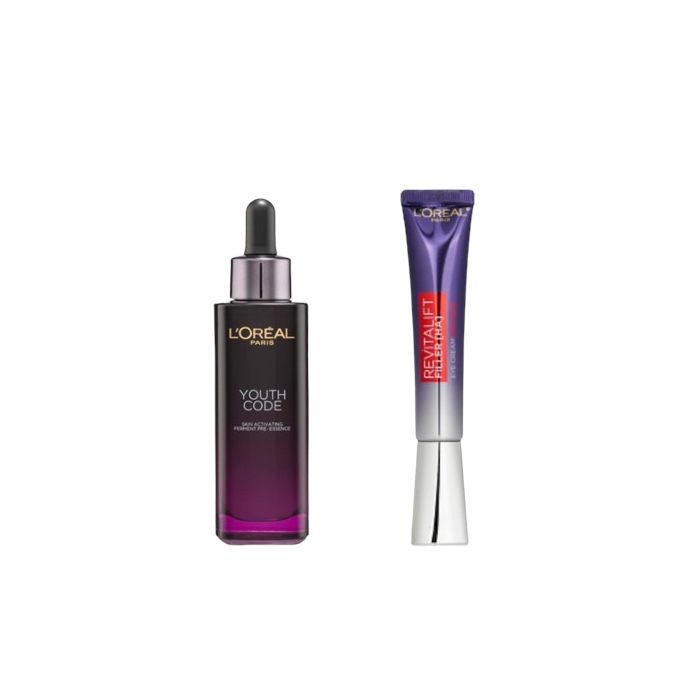 L'OREAL PARIS Revitalift Filler HA Eye Cream For Face - 30ml (1ea) + Youth Code Skin Activating Ferment Pre-Essence Serum - 50ml (1ea) set