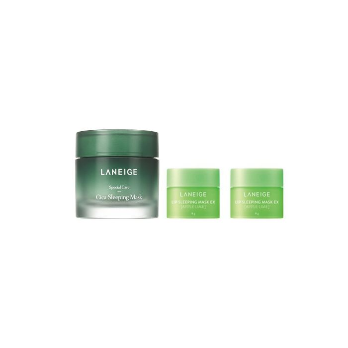 LANEIGE Cica Sleeping Mask - 60ml (1ea) + Lip Sleeping Mask EX - 8g - Apple Lime (2ea) Set