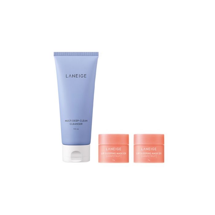 LANEIGE Multi Deep Clean Cleanser - 150ml (1ea) + Lip Sleeping Mask EX - 8g - Grapefruit (2ea) Set