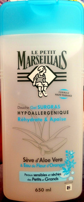 Douche gel surgras hypoallergénique à la sève d'aloe vera et à l'eau de fleur d'oranger