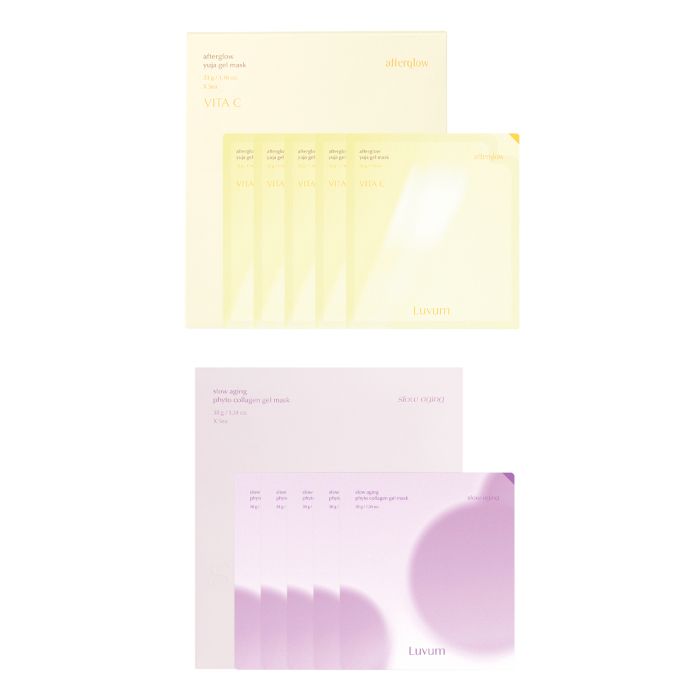 LUVUM Afterglow Yuja Gel Mask - 5 pcs + Slow Aging Phyto Collagen Gel Mask - 5 pcs Set