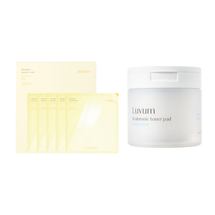 LUVUM Afterglow Yuja Gel Mask - 5 pcs + Witch Hazel Hyaluronic Toner Pad - 130ml/ 60ea Set