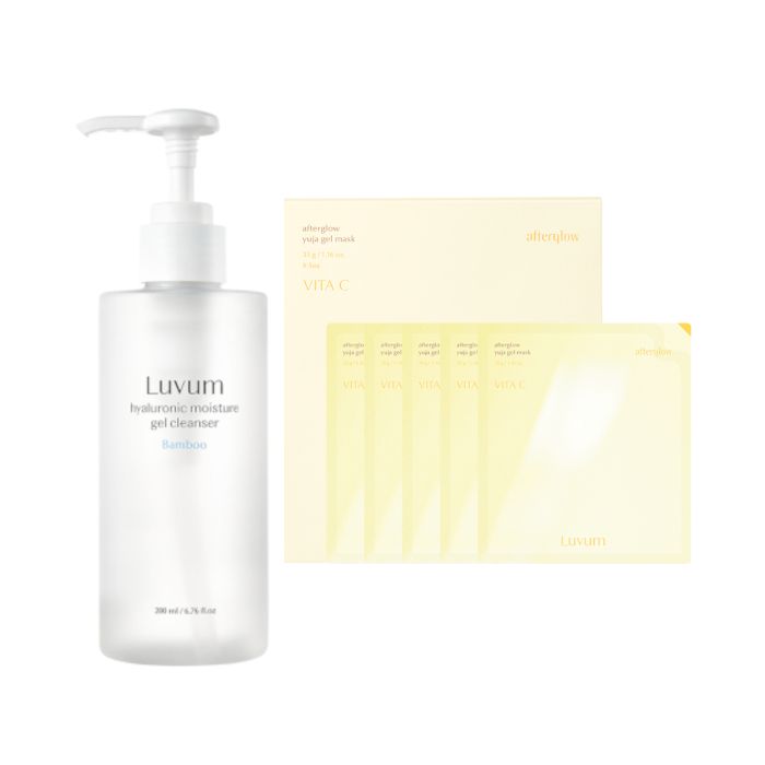 LUVUM Bamboo Hyaluronic Moisture Gel Cleanser - 200ml + Afterglow Yuja Gel Mask - 5 pcs Set