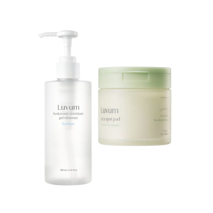 LUVUM Bamboo Hyaluronic Moisture Gel Cleanser - 200ml + Real Calming Pair Cica Spot Pad - 120ml/ 60ea Set