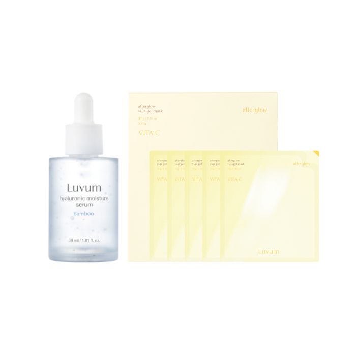 LUVUM Bamboo Hyaluronic Moisture Serum - 30ml + Afterglow Yuja Gel Mask - 5 pcs Set