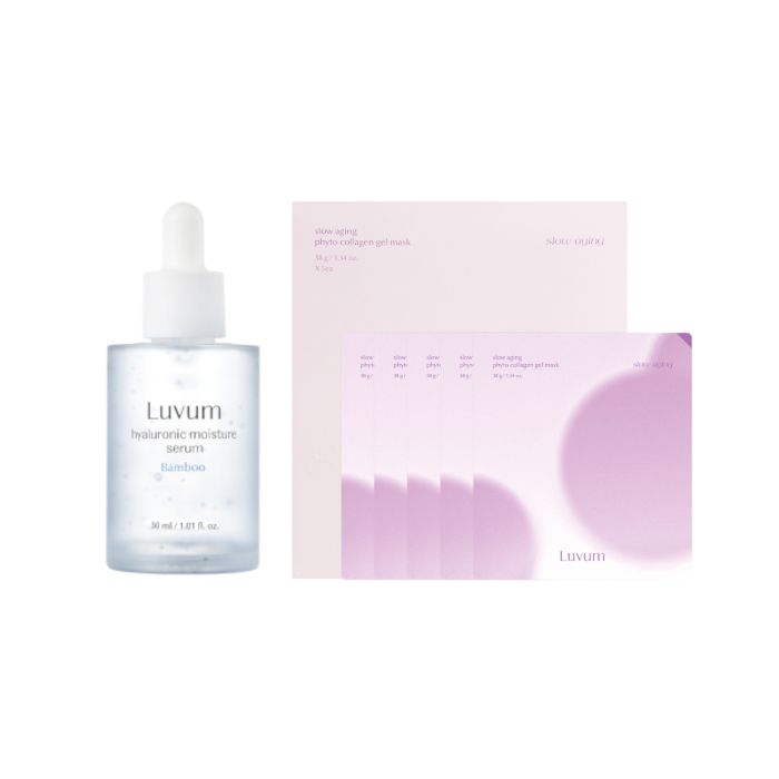 LUVUM Bamboo Hyaluronic Moisture Serum - 30ml + Slow Aging Phyto Collagen Gel Mask - 5 pcs Set