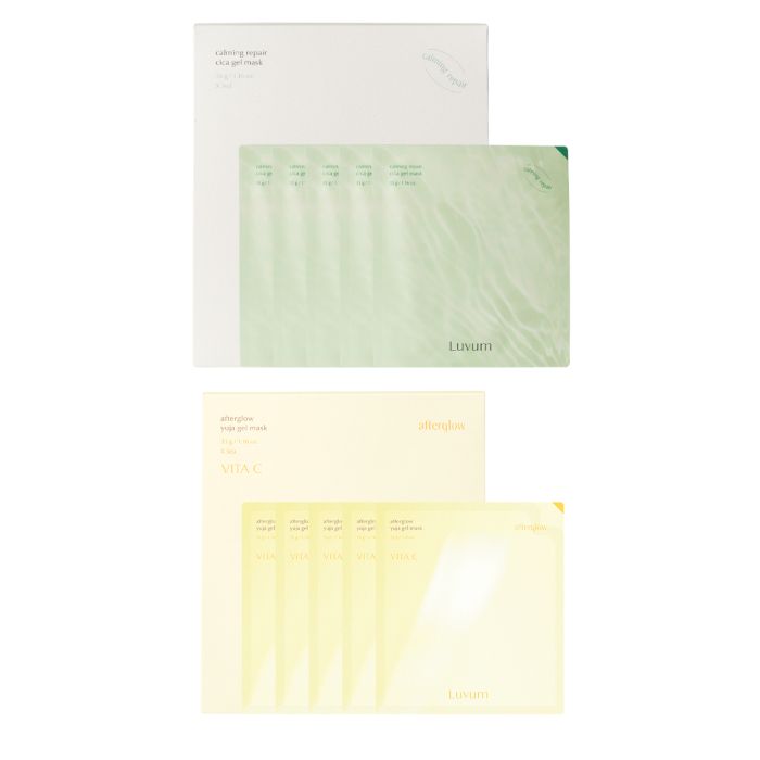 LUVUM Calming Pair Cica Gel Mask - 5 pcs + Afterglow Yuja Gel Mask - 5 pcs Set