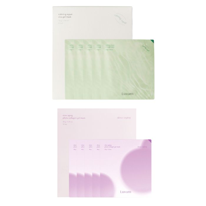 LUVUM Calming Pair Cica Gel Mask - 5 pcs + Slow Aging Phyto Collagen Gel Mask - 5 pcs Set