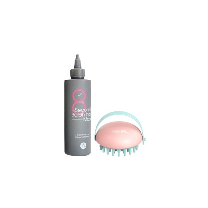 Masil 8 Seconds Salon Hair Mask - 200ml (1ea) + Head Cleansing Massage Brush - 1pc Set