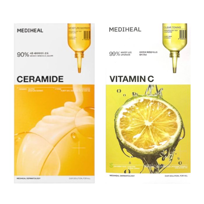 Mediheal Ceramide Essential Mask - 10pcs & Vitamin C Essential Mask Sheet - 10pcs Set