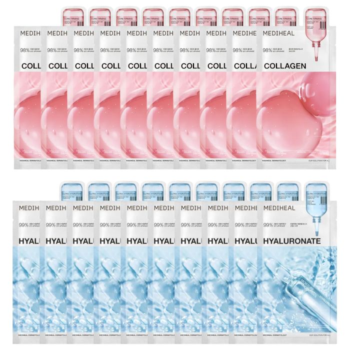 Mediheal Collagen Essential Mask - 10pcs + Watermide Essential Mask - 10pcs Set