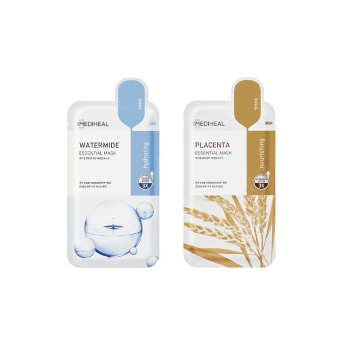Mediheal Watermide Essential Mask - 10pcs + Placenta Essential Mask - 10pcs Set