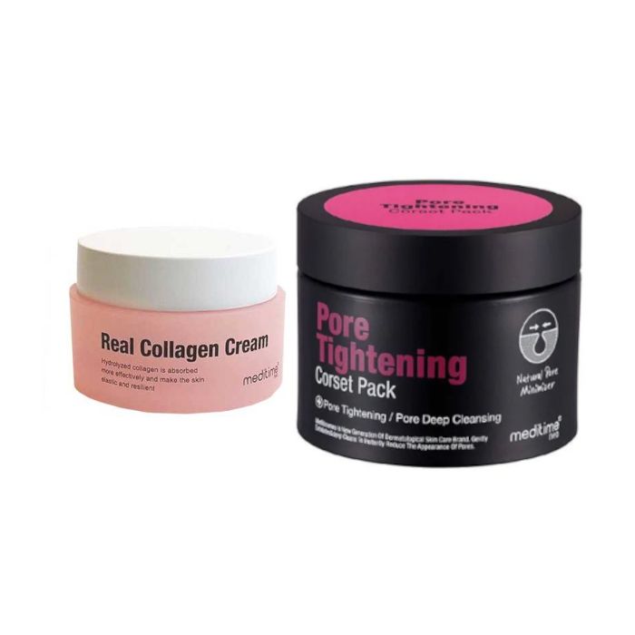 Meditime Real Collagen Cream - 50ml + Pore Tightening Corset Pack - 120g Set