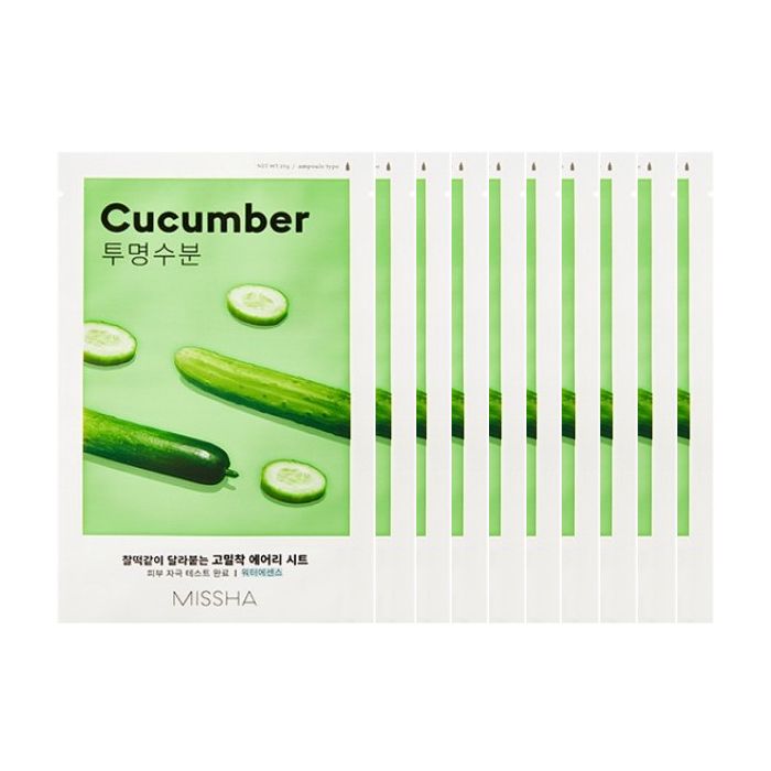 MISSHA Airy Fit Sheet Mask - Cucumber - 1pc (10ea) Set