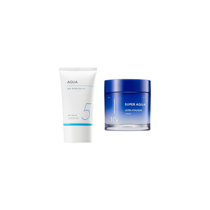 MISSHA All-Around Safe Block Aqua Sun SPF50+ PA++++ - 50ml (1ea) + Super Aqua Ultra Hyalron Cream - 70ml (1ea) Set