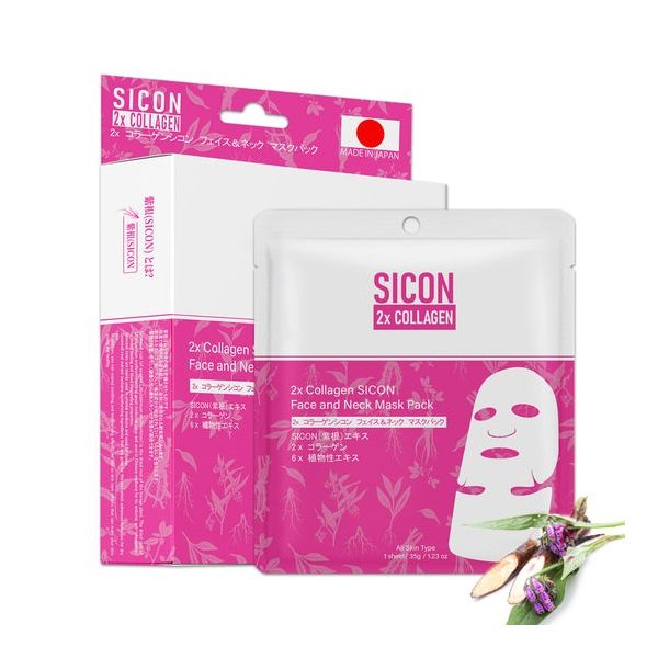 MITOMO 2x Collagen SICON Face and Neck Mask Pack - 6pcs