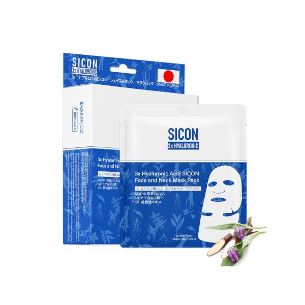 MITOMO 3x Hyaluronic Acid DOKUDAMI Face and Neck Mask Pack - 6pcs