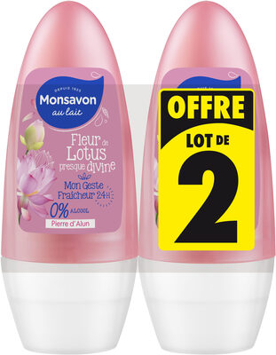 Monsavon Déodorant Femme Bille Fleur de Lotus Presque Divine 50ml Lot de 2