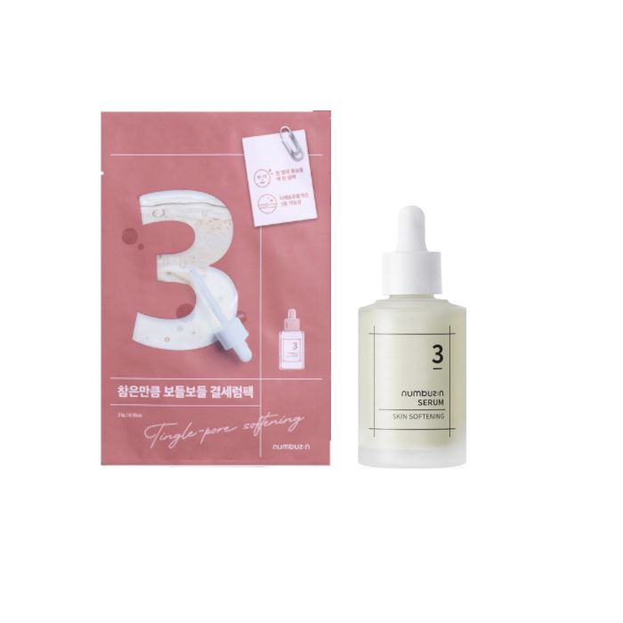 numbuzin No. 3 Skin Softening Serum - 50ml (1ea) X No.3 Tingle-Pore Softening Sheet Mask - 1pc (1ea)