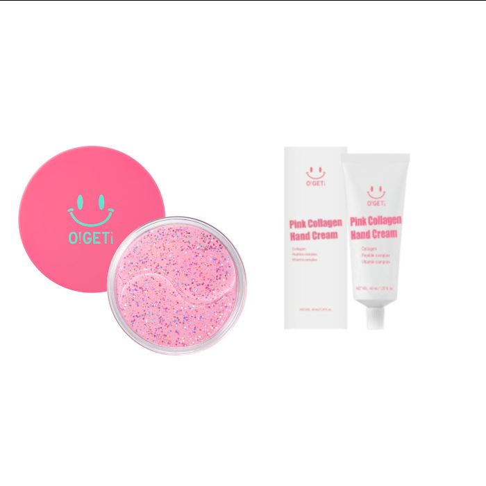 OGETi Pink Collagen Hand Cream - 40ml + Pink Collagen Hydrogel Eye Patch - 32pcs Set