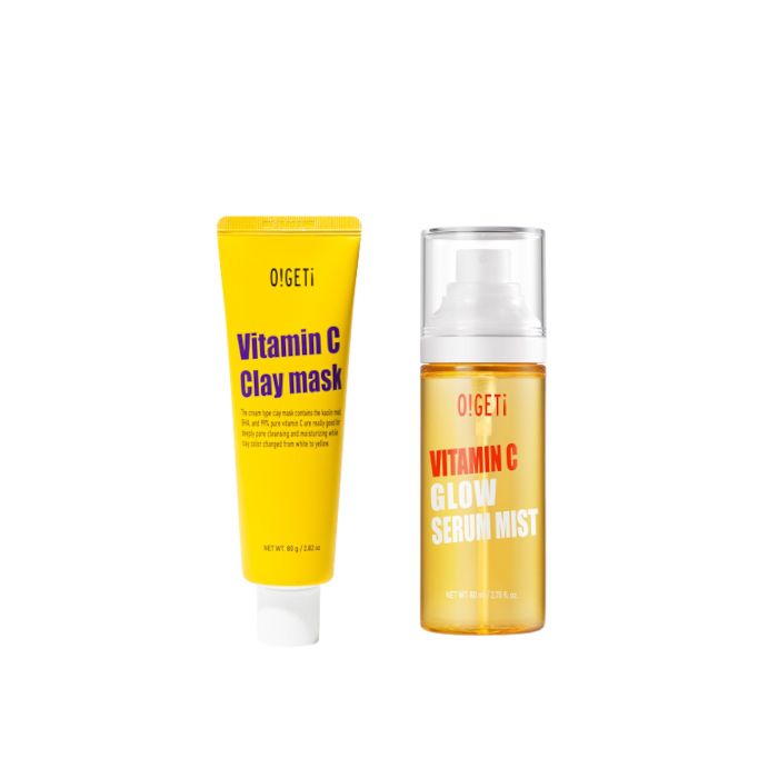 OGETi Vitamin C Clay Mask - 80g + Vitamin C Glow Serum Mist - 80ml Set