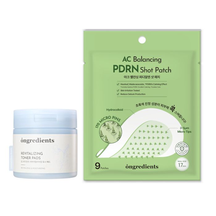 ongredients Revitalizing Toner Pad - 160g/60pads + AC Balancing PDRN Shot Patch - 9patches Set