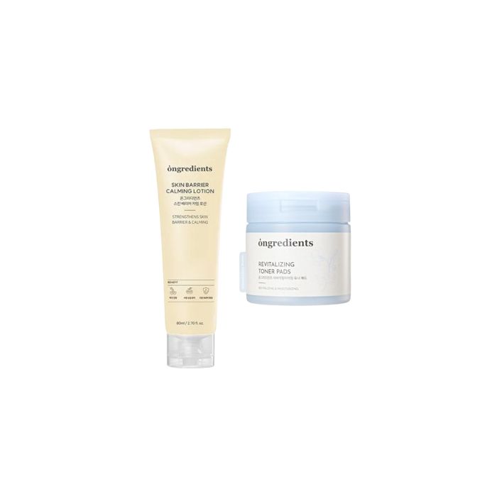 ongredients Revitalizing Toner Pad - 160g/60pads + Skin Barrier Calming Lotion - 80ml Set