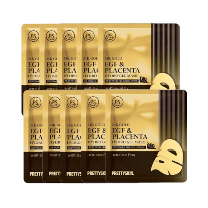 PRETTYSKIN 24K Gold EGF & Placenta Hydro Gel Mask - 10pcs Set