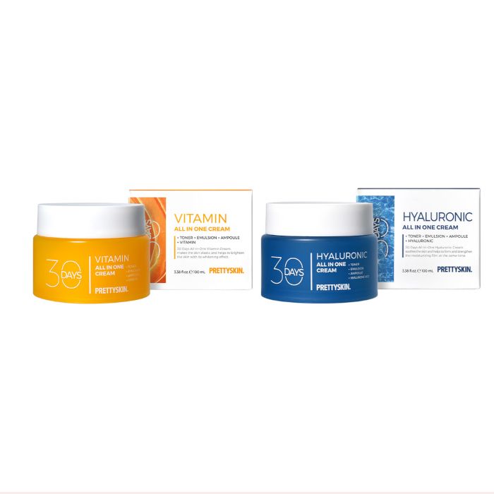 PRETTYSKIN 30 Days All In One Vitamin Cream - 100ml (1ea) + Hyaluronic Cream - 100ml (1ea) Set