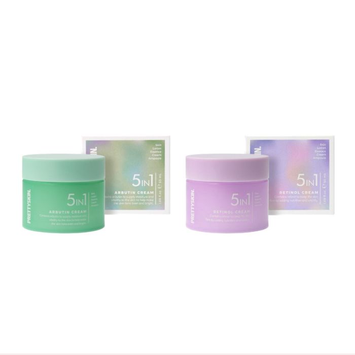 PRETTYSKIN 5In1 Arbutin Cream - 50ml (1ea) + 5In1 Retinol Cream - 50ml (1ea) Set