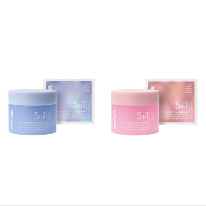 PRETTYSKIN 5In1 Hyaluronic Cream - 50ml (1ea) + 5In1 Collagen Cream - 50ml (1ea) Set