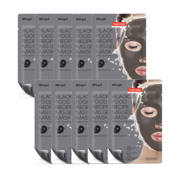 PUREDERM Black Food Recipe MG:gel Mask - 1pc (10ea) Set
