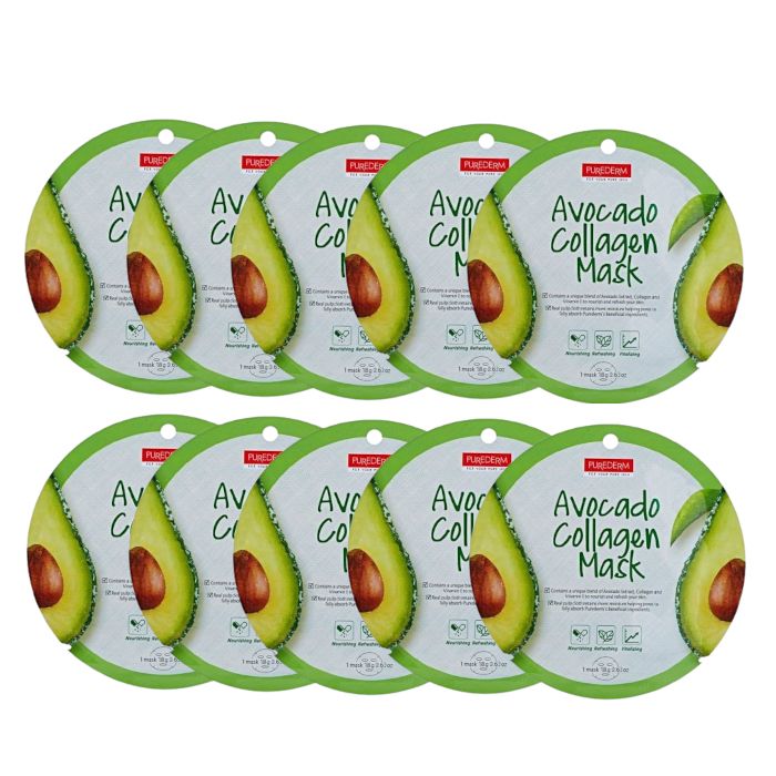 PUREDERM Circle Mask - Avocado Collagen - 10pcs Set