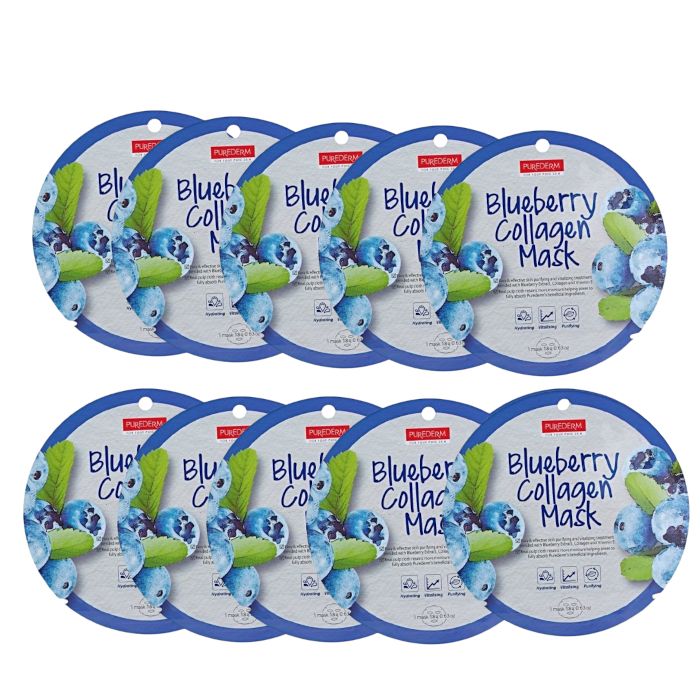 PUREDERM Circle Mask - Blueberry Collagen - 10pcs Set