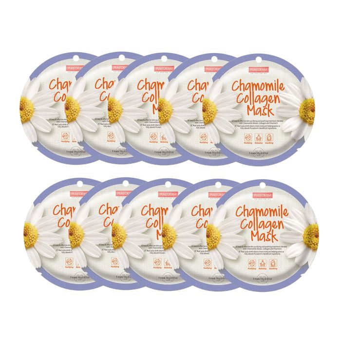 PUREDERM Circle Mask - Chamomile Collagen - 10pcs Set