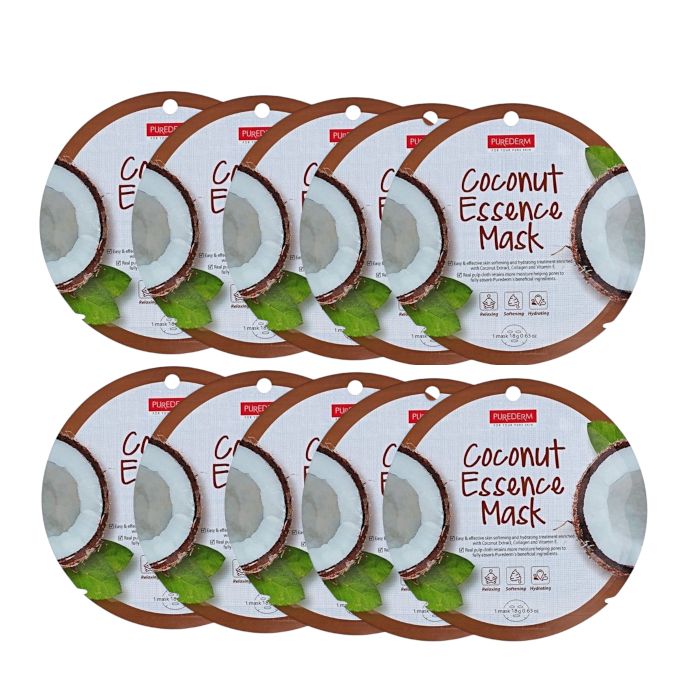 PUREDERM Circle Mask - Coconut Essence - 10pcs Set