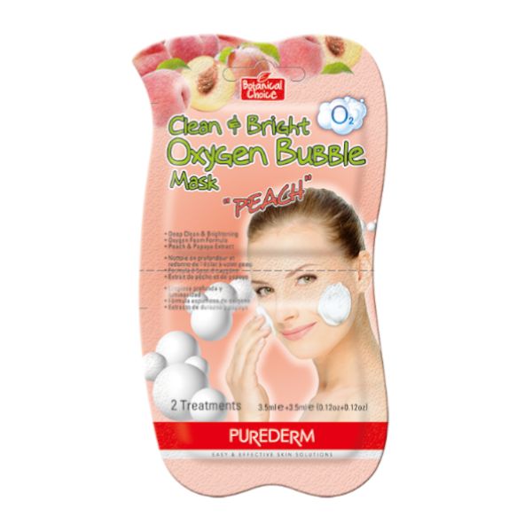 PUREDERM Clean&Bright Oxygen Bubble Mask - 3.5ml+3.5ml - Peach