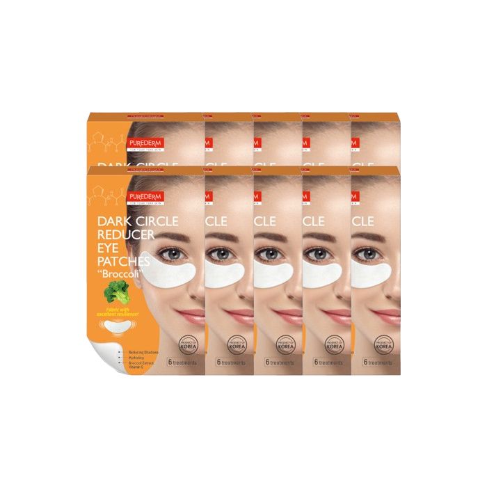 PUREDERM Dark Circle Reducer Eye Patches"BROCCOLI" - 6 treatments (10ea) Set