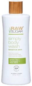 Raw Sugar Simply Body Wash Sensitive Skin, Green Tea + Cucumber + Aloe Vera