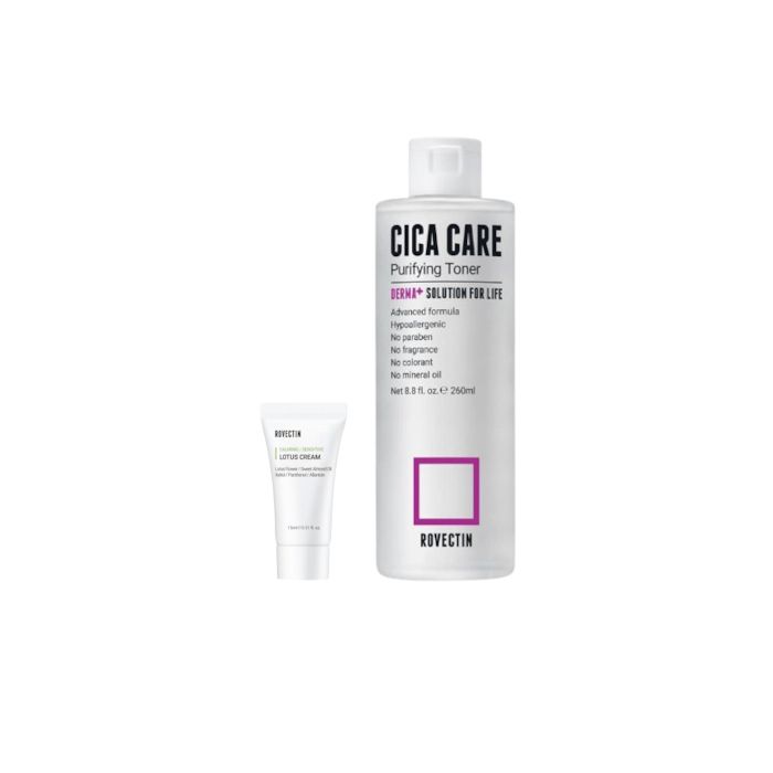 ROVECTIN Calming Lotus Cream (New Version) - 15ml (1ea) + Cica Care Purifying Toner - 260ml (1ea) Set