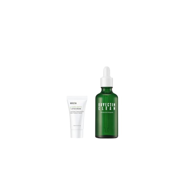 ROVECTIN Calming Lotus Cream (New Version) - 15ml (1ea) + Clean LHA Blemish Ampoule - 50ml (1ea) Set