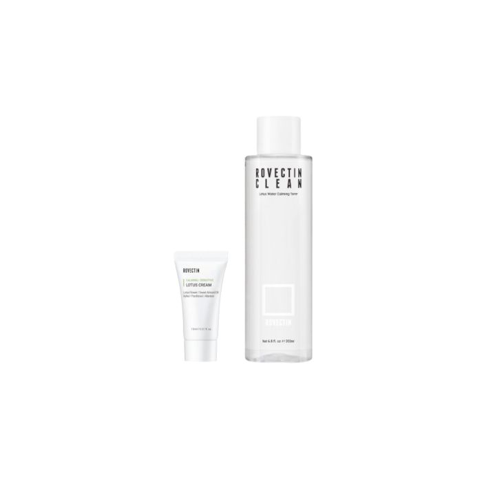 ROVECTIN Calming Lotus Cream (New Version) - 15ml (1ea) + Clean Lotus Water Calming Toner - 200ml (1ea) Set