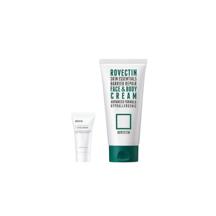 ROVECTIN Calming Lotus Cream (New Version) - 15ml (1ea) + Skin Essentials Barrier Repair Face & Body Cream - 175ml (1ea) Set